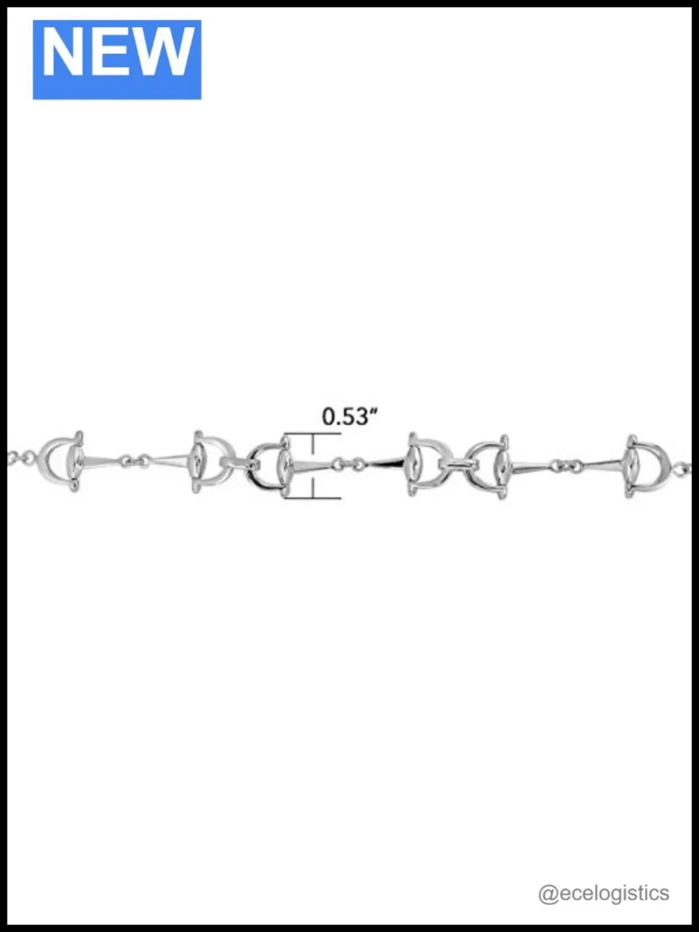Sterling Silver Horse Bits Horseshoe Toggle Clasp Link Bracelet 7.5